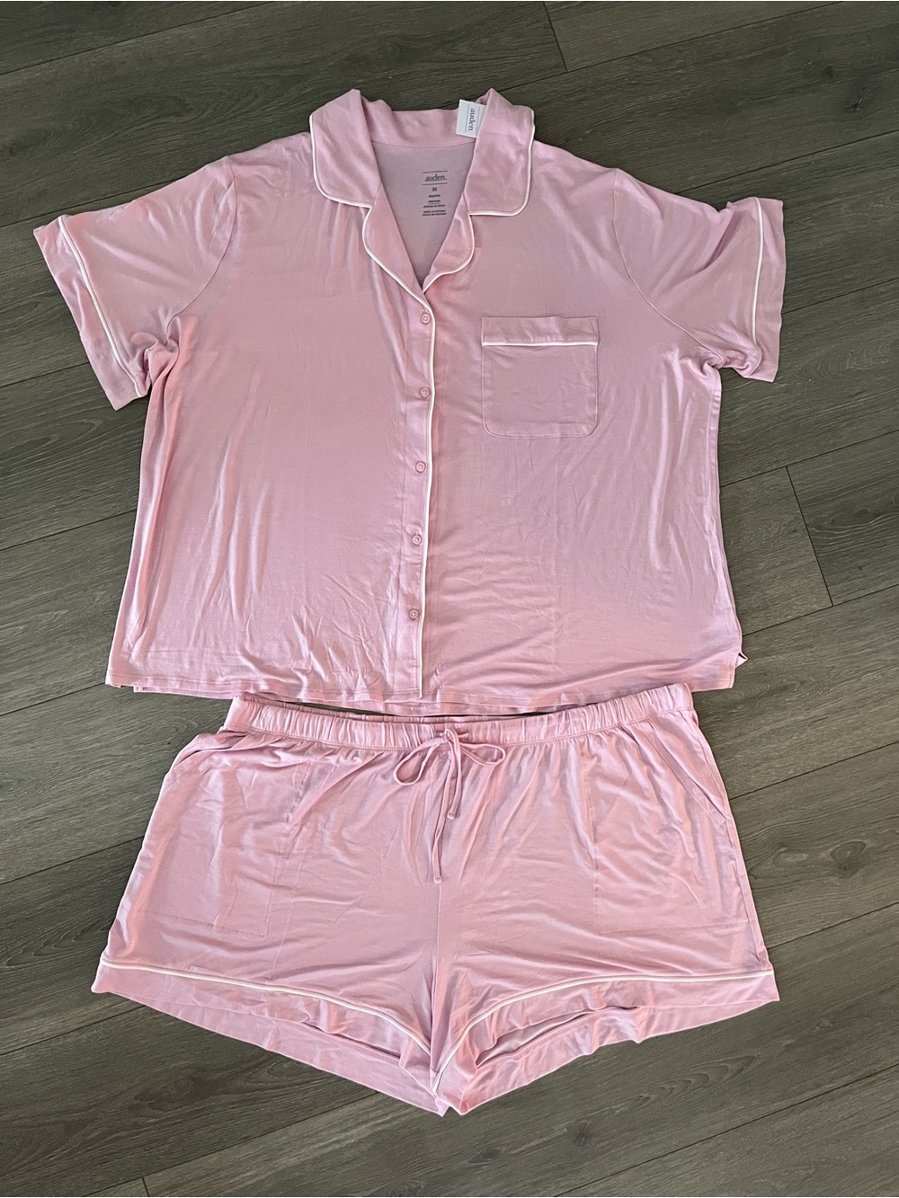 NWT Auden Light Pink Short Sleeve Button-Front Pajama Short Set Size 3X - Picture 6 of 6